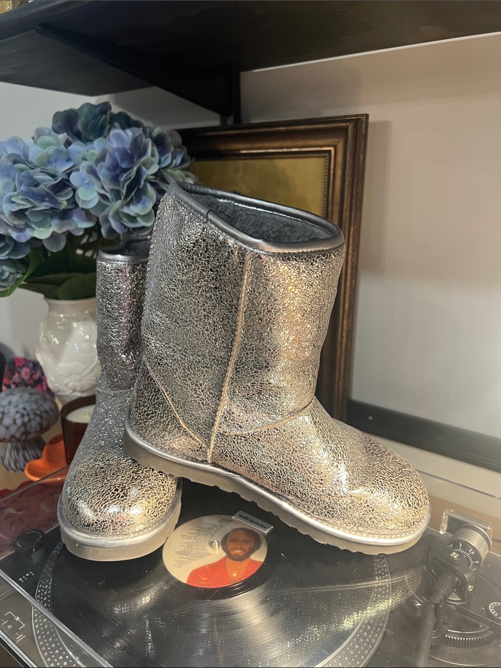 UGG Women’s Metallic Silver Classic Short Boot
